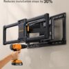 Perlegear UL-Listed Full Motion TV Wall Mount for 42–90 Inch TVs up to 150 lbs, Pre-Assembled TV Mount with Tool-Free Tilt, Swivel, Extension, Max VESA 600 x 400mm, 12′′/16′′/18′′/24′′ Wood Studs, PGLF16