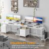 Furologee Computer Desk with Drawer and Power Outlets, 47′′ Office Desk with 2 Monitor Stands and Fabric File Cabinet, Writing Gaming Table with Shelves and 2 Hooks for Home Office, Rustic Brown