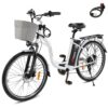 350W Electric Commuter Bike for Adults, 26′′ Cruiser Ebike with 36V 12.5AH Removable Battery, Shimano 6-Speed, Dual Shock Absorber, Basket