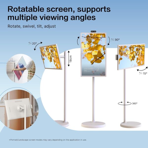 d18962c62fc04067ab4146205565ea04 32-Inch Portable TV, 1080P FHD Rolling TV on Wheels with Rotatable Touch Screen, Android 13 OS, 8G RAM+128G Storage, Built-in Battery, Full Swivel Rotation, Voice Remote