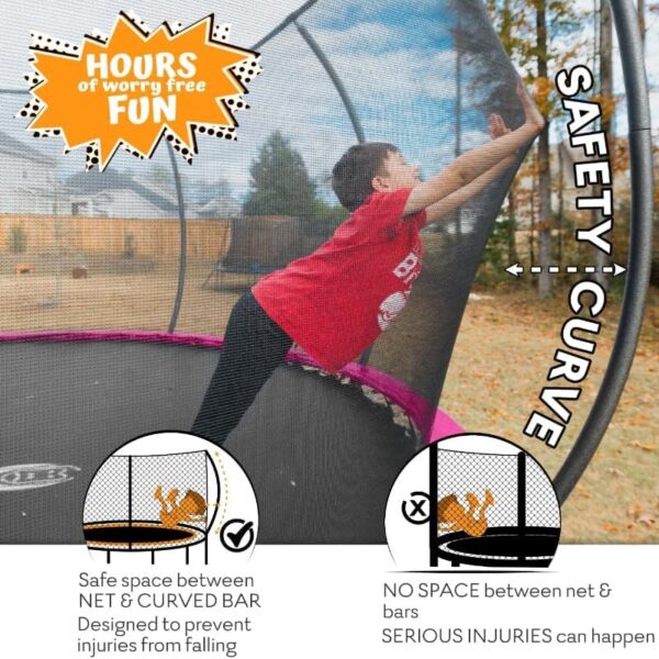 JUMPZYLLA Trampoline 8FT 10FT 12FT 14FT 15FT 16FT Trampoline with Enclosure – Recreational Trampolines with Ladder and AntiRust Coating, ASTM Approval Outdoor Trampoline for Kids
