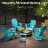 Folding Adirondack Rocking Chair,4-in-1 Multifunctional Patio Chair with Retractable Ottoman, Outdoor Chair Wood Texture, Lawn Chair for Porch, Backyard, Pool(Grey)