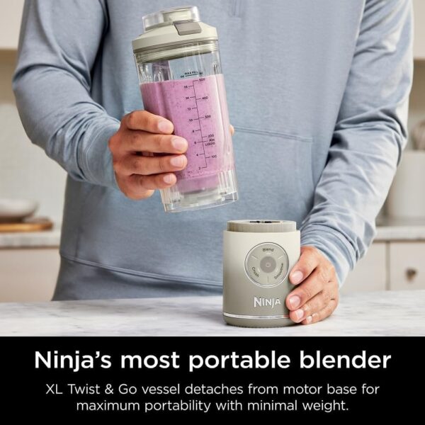 Ninja Blast Max, Portable Blender + Twist & Go, Personal Blender, Ninja Blender, Smoothie, Blend, Ice Crush, 3 Programs, Cordless, 22oz removable Vessel, Dishwasher Safe, Leakproof, Sea Glass, BC251MT