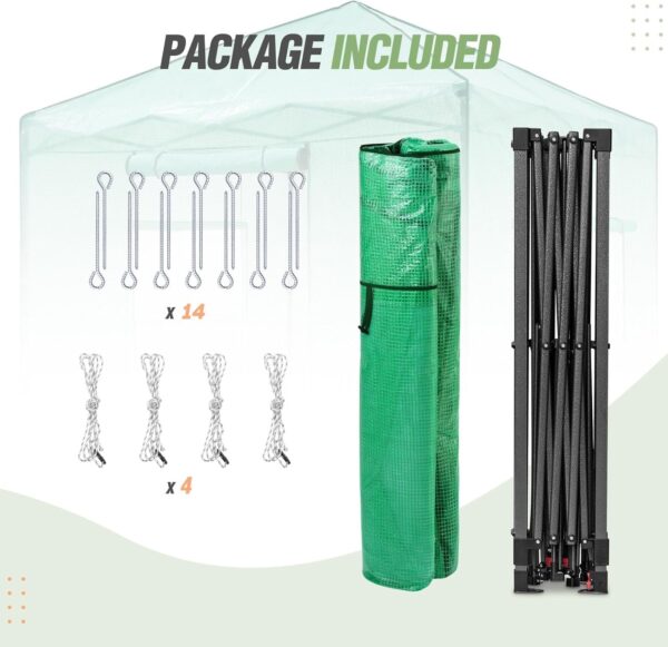 d20347bbaefc4b7db1e15b110ec30a56 EAGLE PEAK 6×4 Portable Walk-in Greenhouse, Pop-up Indoor Outdoor Garden Green House, Zippered Door and Windows, PE Cover, White