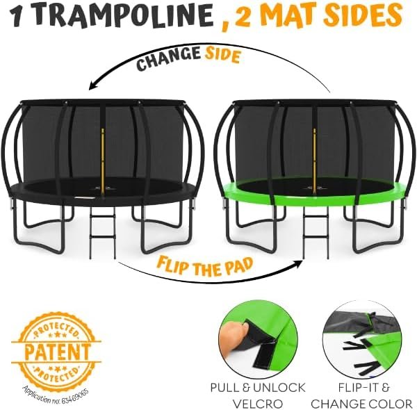 JUMPZYLLA Trampoline 8FT 10FT 12FT 14FT 15FT 16FT Trampoline with Enclosure – Recreational Trampolines with Ladder and AntiRust Coating, ASTM Approval Outdoor Trampoline for Kids