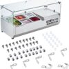 Refrigerated Condiment Prep Station, 135 W Countertop Refrigerated Condiment Station, with 2 1/3 Pans & 4 1/6 Pans, 304 Stainless Body and PC Lid, Sandwich Prep Table with Stainless Guard, ETL
