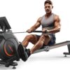 Magnetic/Water Rowing Machine 350 LB Weight Capacity – Foldable Rower for Home Use with Bluetooth, App Supported, Tablet Holder and Comfortable Seat Cushion