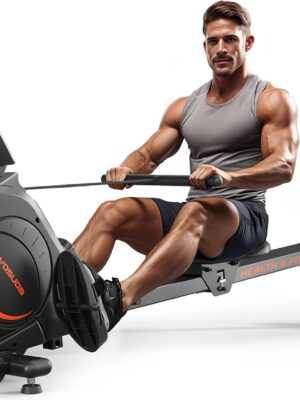 Magnetic/Water Rowing Machine 350 LB Weight Capacity – Foldable Rower for Home Use with Bluetooth, App Supported, Tablet Holder and Comfortable Seat Cushion
