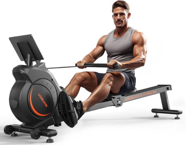 d26bccae36ad417ca5c423b345302556 Magnetic/Water Rowing Machine 350 LB Weight Capacity – Foldable Rower for Home Use with Bluetooth, App Supported, Tablet Holder and Comfortable Seat Cushion