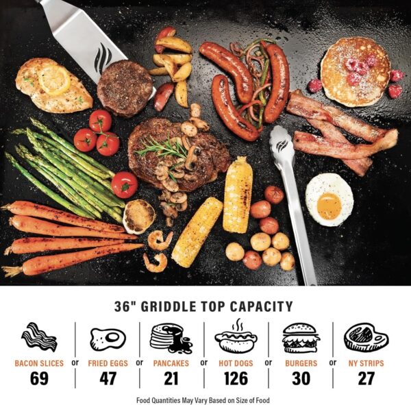 Blackstone 2310 Iron-Forged 36′′ Omnivore Griddle – Premium Powder-Coated Steel with Reinforced Hood, Black Finish
