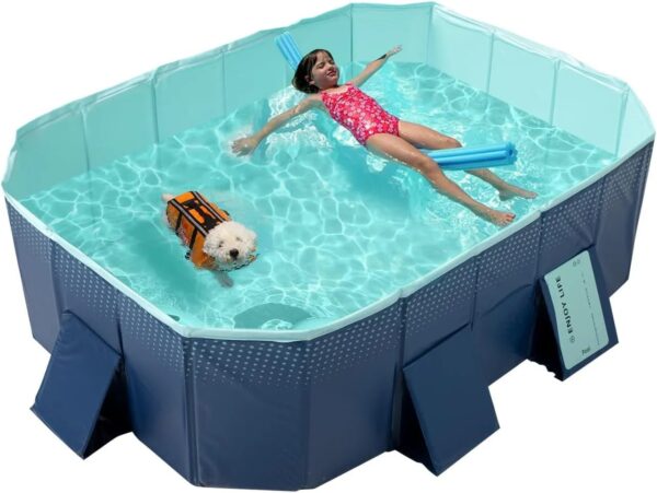 Foldable Non-Inflatable Kids’ and Adults’ Outdoor Swimming Pool – Hard Plastic Shell, Kid Pool for Backyard Dog Pools (158′′ x 76′′ x 20′′)