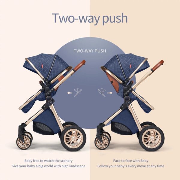 d2e1f27f0edf46dab6a739b9780f27b0 B.Childhood High Landscape Baby Stroller Folding Reversible Seat,Unisex,Blue