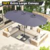 15ft Patio Umbrella with Solar Lights, Large Double Umbrella Outdoor, Rectangle 180”x106” Umbrellas with 156 PCS LED Lights and Crank Handle for Backyard Deck Pool Shade in Black(1.9′′ Pole)