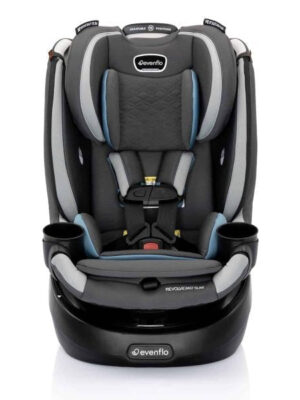 Evenflo Revolve360 Slim 2-in-1 Rotational Car Seat with Quick Clean Cover (Stow Blue)