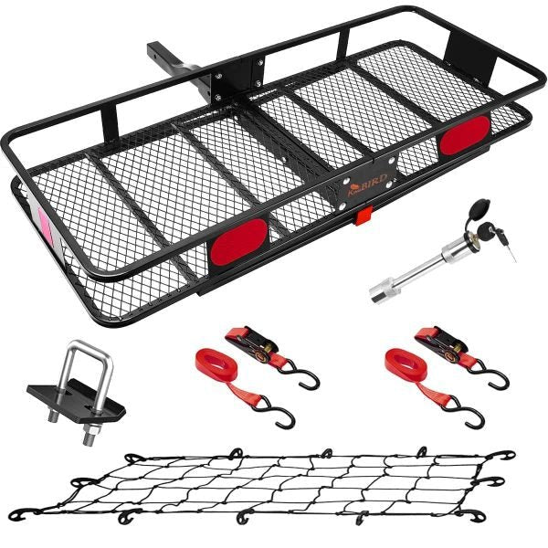d2f99ad9c4274980b38d59579b035f0c KING BIRD 60 x24 x6 Folding Hitch Cargo Carrier,550LBS Capacity,Fits to 2 Receiver