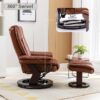 Multi-Position Recliner and Curved Ottoman with Swivel Base