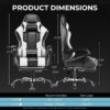 Gaming Chair, Computer Chair with Footrest and Lumbar Support, Height Adjustable Game Chair with 360°-Swivel Seat and Headrest and for Office or Gaming (Faux Leather, Black)
