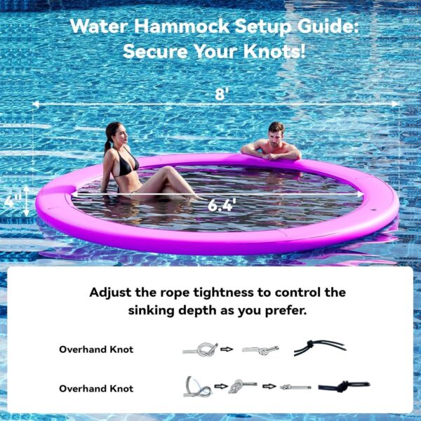 d32bb2bd10e045a69fcce6c487eedafa Round Inflatable Floating Dock, Sunchill Float Ring, Hammock Tanning Pool with 4in Woven Fabric, Manual Pump for 1-2 Min Quick Inflate/Deflate, Fits 2-8, Ideal for Lakes, Pools, Oceans