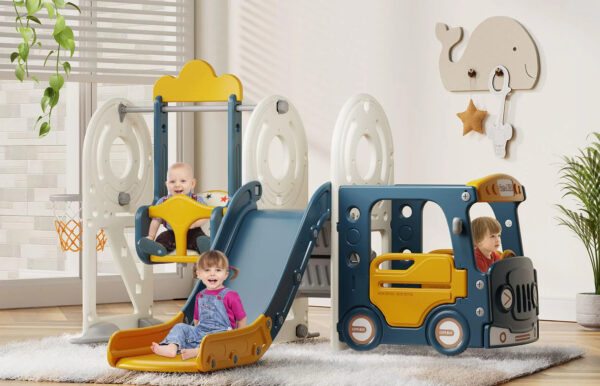 d33528d7b64d4010a18b00d86f133338 BIERUM 5 in 1 Toddler Slide and Swing Set for Toddlers Age 1-3