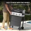 MASTER COOK 3 Burner BBQ Propane Gas Grill, Stainless Steel 30,000 BTU Patio Garden Barbecue Grill with Two Foldable Shelves