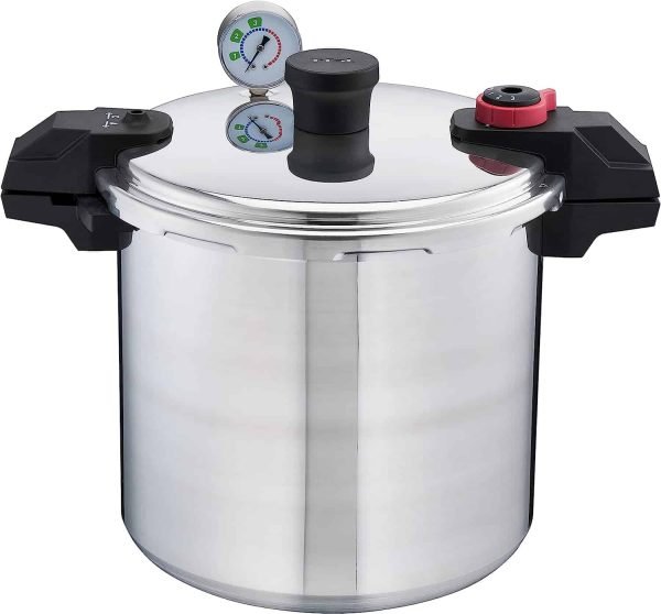 d347c10d18e74f46b9a52f64053cdc44 T-fal Pressure Cooker Stainless Steel Pressure Canner 22 Quart Induction 3 PSI Settings, Cookware, Pots and Pans Silver