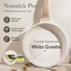 22pcs Pots and Pans Set Nonstick, Cookware Set White Granite Induction Kitchen Cooking Set w/Frying Pans & Saucepans& Grill Pan(PFOS, PFOA Free)