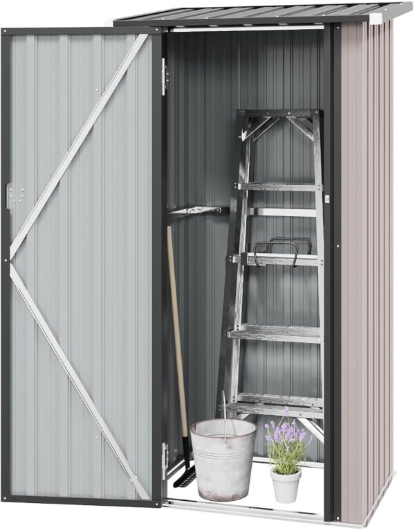 d399b938d6aa41ebb4b16adf8dc93e21 Aoxun 6.2×4 FT Shed Outdoor Storage Shed Metal Garden Shed with Lockable Doors & Slooping Roof Tool Shed Bike Shed for Backyard, Patio, Poolside (Brown)