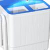 Portable Washing Machine – 14.5 lbs Mini Twin Tub Washer & Spin Dryer for Apartments, Dorms, RVs, Camping – Gray/Blue