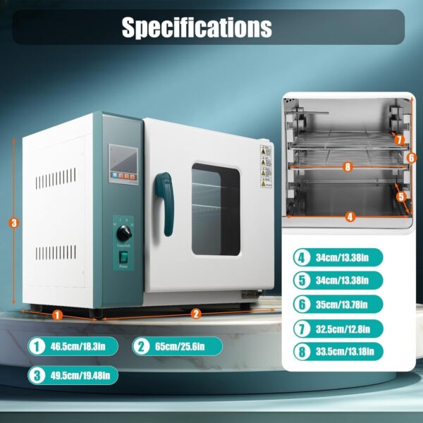 d3ad96f5082740f9a1b13a0aad2aecf0 110V 1000W Horizontal Electric Blast Drying Oven 45L/12Gal Lab Forced Air Convection Drying Oven with Intelligent Temperature Controller for Industrial, Schools, Research Institutes