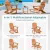 Folding Adirondack Rocking Chair,4-in-1 Multifunctional Patio Chair with Retractable Ottoman, Outdoor Chair Wood Texture, Lawn Chair for Porch, Backyard, Pool(Grey)