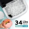 Nugget Ice Maker Countertop with Handle, Ready in 6 Mins, 34lbs Per Day, Removable Top Cover, Auto-Cleaning, Portable Sonic Ice Maker with Basket and Scoop, for Home/Party/RV/Camping (Black)