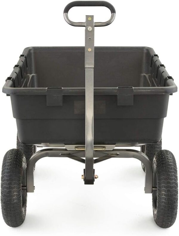 d422a7fdfe8c4fdfa4f81e740091692d Heavy Duty Poly Utility Dump Wagon Garden Cart w/Pneumatic Tires, 6 Cu Ft – 1200 lb Capacity Outdoor Wheelbarrow for Yard, Landscaping & Gardening, Lawn Tractor or ATV Towable-Gorilla Carts