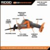 RIDGID R8648B 18V SubCompact Brushless Cordless One-Handed Reciprocating Saw (Tool Only)