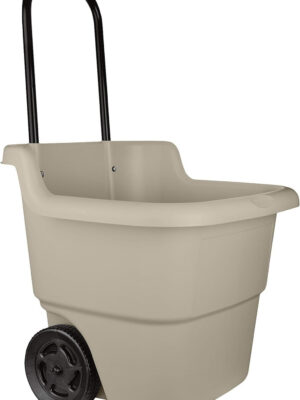 Resin 15.5 Gallon Multi-Purpose Rolling Cart with Wheels, Durable Plastic, Brown/Taupe