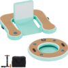 Round Inflatable Floating Dock, Sunchill Float Ring, Hammock Tanning Pool with 4in Woven Fabric, Manual Pump for 1-2 Min Quick Inflate/Deflate, Fits 2-8, Ideal for Lakes, Pools, Oceans