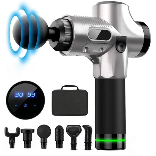 Deep Tissue Massage Gun – 30 Speed 6 Heads Super Quiet Brushless Motor LCD Touch Display Percussion Massager