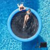 Round Inflatable Floating Dock, Sunchill Float Ring, Hammock Tanning Pool with 4in Woven Fabric, Manual Pump for 1-2 Min Quick Inflate/Deflate, Fits 2-8, Ideal for Lakes, Pools, Oceans
