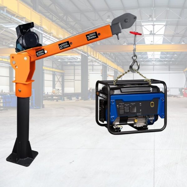 d54db9b81bf44b76b421d2f39cf25ce5 1100lb Folding Dismountable Household Hoist Truck Crane with Electric Hoist (110V) – 880lb Pulling Force, Jib Cranes for Factory, Warehouse, Construction