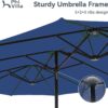 15ft Patio Umbrella Double-Sided Outdoor Market Extra Large Umbrella with Crank, Umbrella Base Included (Dark Red)