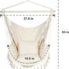 Y- Stop Hammock Chair Hanging Rope Swing, Max 500 Lbs, 2 Cushions Included, Large Macrame Hanging Chair with Pocket for Superior Comfort, with Hardware Kit (Beige)