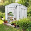 EAGLE PEAK 6×4 Portable Walk-in Greenhouse, Pop-up Indoor Outdoor Garden Green House, Zippered Door and Windows, PE Cover, White