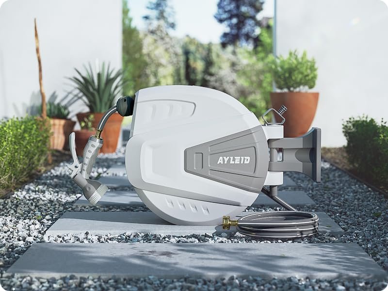 Ayleid Retractable Garden Hose Reel automatic wall mount reels holder for outside