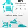Folding Adirondack Rocking Chair,4-in-1 Multifunctional Patio Chair with Retractable Ottoman, Outdoor Chair Wood Texture, Lawn Chair for Porch, Backyard, Pool(Grey)