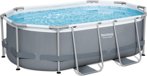 Bestway Oval Above Ground Pool Set (10′ x 6’7′′ x 33′′)| Includes Filter Pump & ChemConnect Dispenser