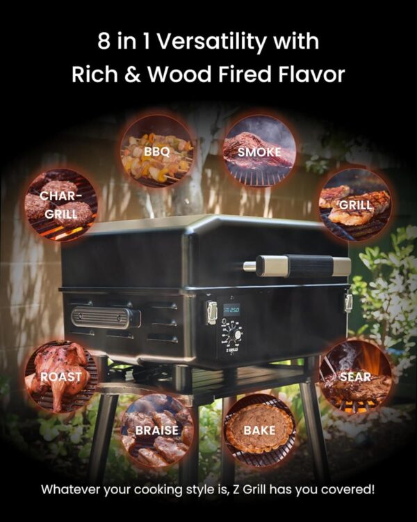 d610e50d664e4bdc9c3b67c62f84dee3 Z GRILLS Wood Pellet Grill Smoker with 552 Cooking Area & Front Shelf for Outdoor BBQ, Smoke, Bake and Roast, 550C