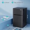 EUHOMY 3.2 Cu.Ft Mini Fridge with Freezer – 2-Door Compact Refrigerator for Bedroom, Dorm, Office or Apartment, Silver