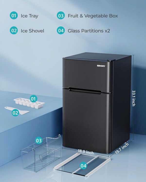 d6164548635d4a62a3fb032a375f23d4 EUHOMY 3.2 Cu.Ft Mini Fridge with Freezer – 2-Door Compact Refrigerator for Bedroom, Dorm, Office or Apartment, Silver