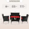 Patio Furniture Set 4 Pieces Outdoor Rattan Chair Wicker Sofa Garden Conversation Bistro Sets for Yard (Brown)
