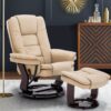 Multi-Position Recliner and Curved Ottoman with Swivel Base