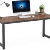 Tribesigns Modern Computer Desk, 63 x 31.5 inch Large Office Desk Computer Table Study Writing Desk Workstation for Home Office, Vintage Black Metal Frame